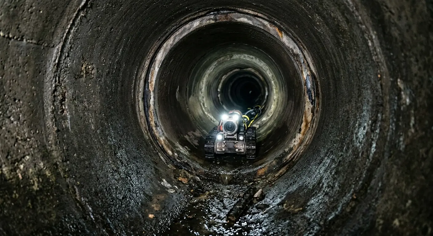 Robotic sewer camera inspecting pipe interior for Drain Snake Service in Santa Cruz